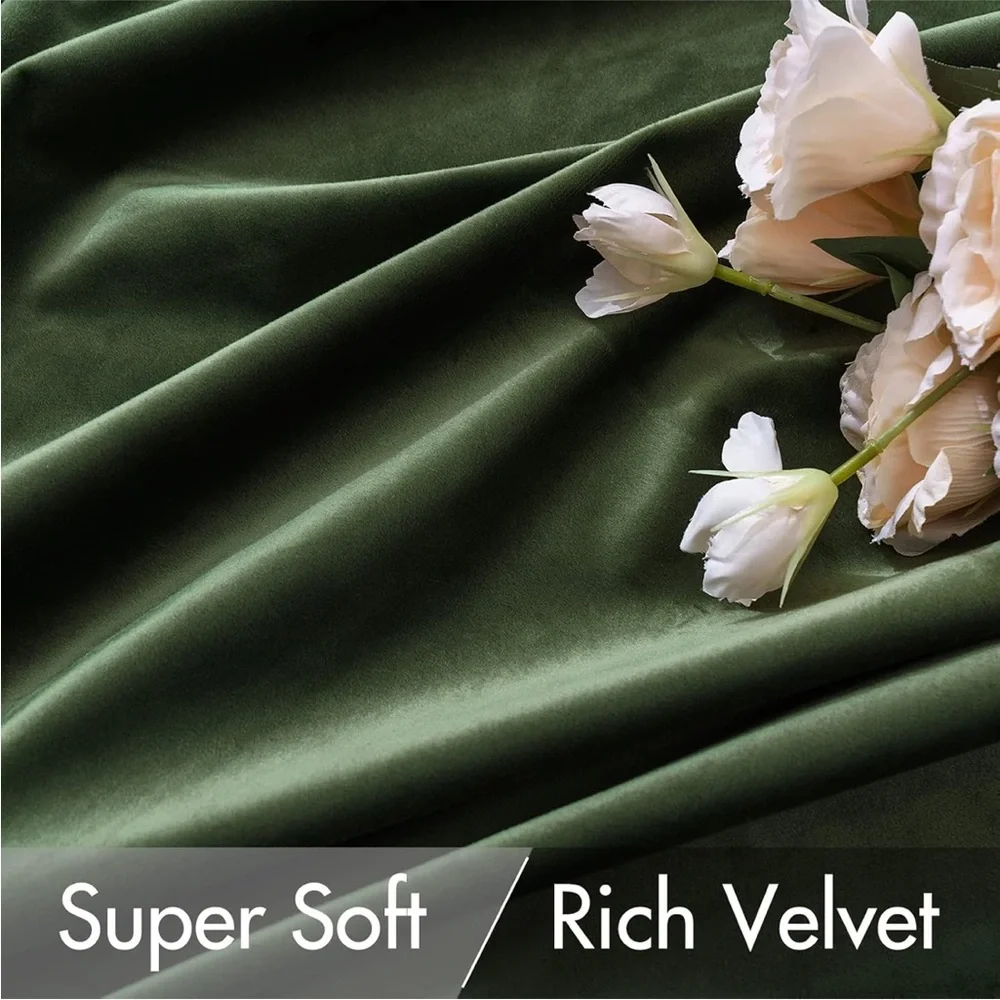 Green velvet curtain panel - Picture 4 of 6